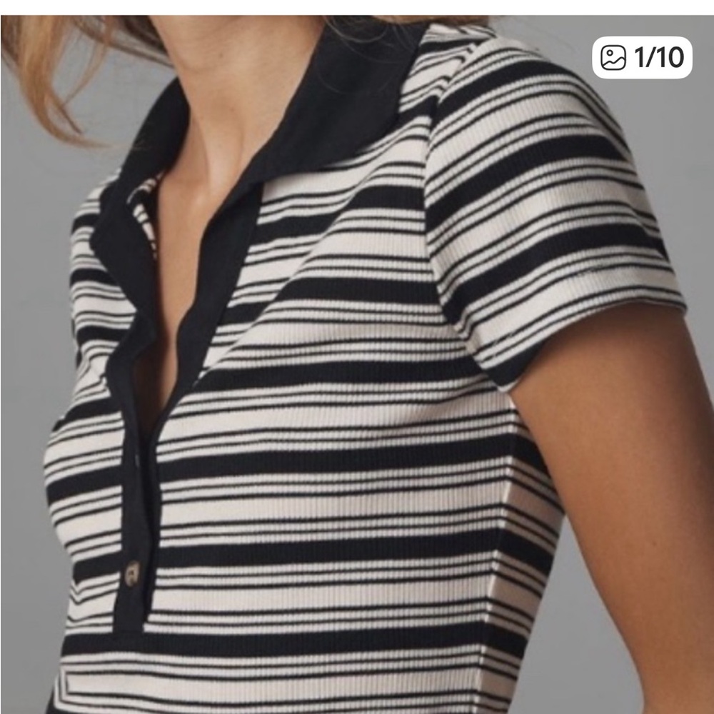 Anthropologie T.La Short Sleeve Polo Tee SZ Small LIKE NEW
